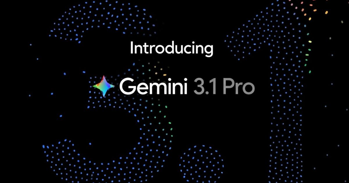 Introducing Gemini 3.1 Pro banner with dotted numeric 3.1 design on dark background