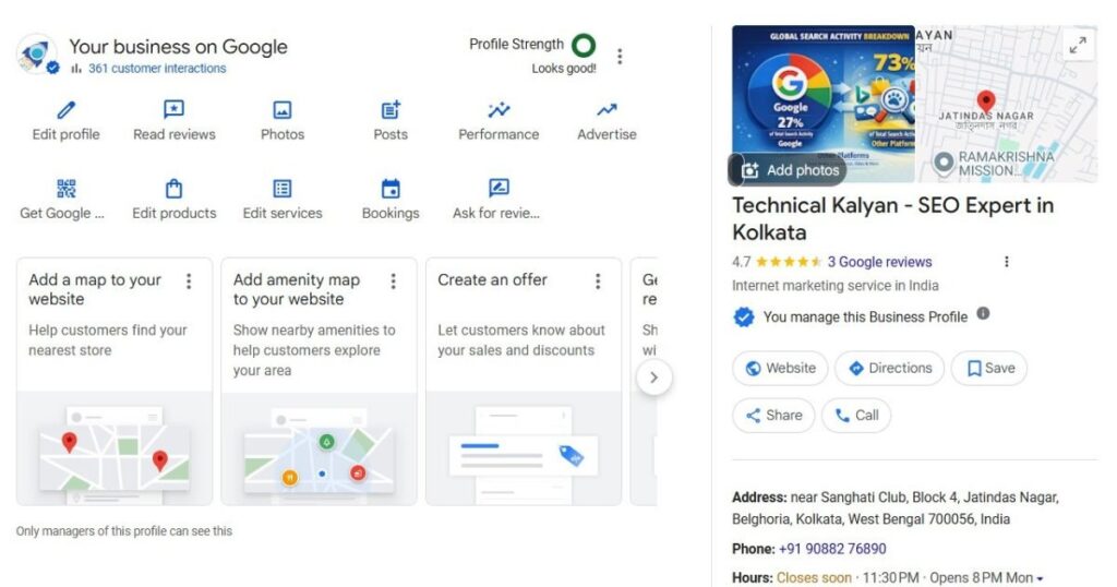 Google Business Profile optimization dashboard for local SEO