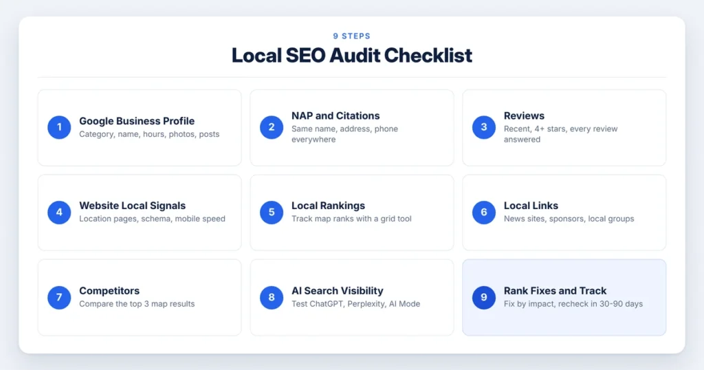 Local SEO audit checklist with nine steps